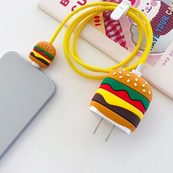 Hamburger iPhone Charger Cover Cable Protectors P30 - Picture 3 of 4